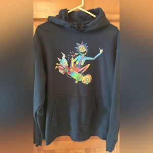 Rick and Morty colorful Black Graphic Hoodie, size XL